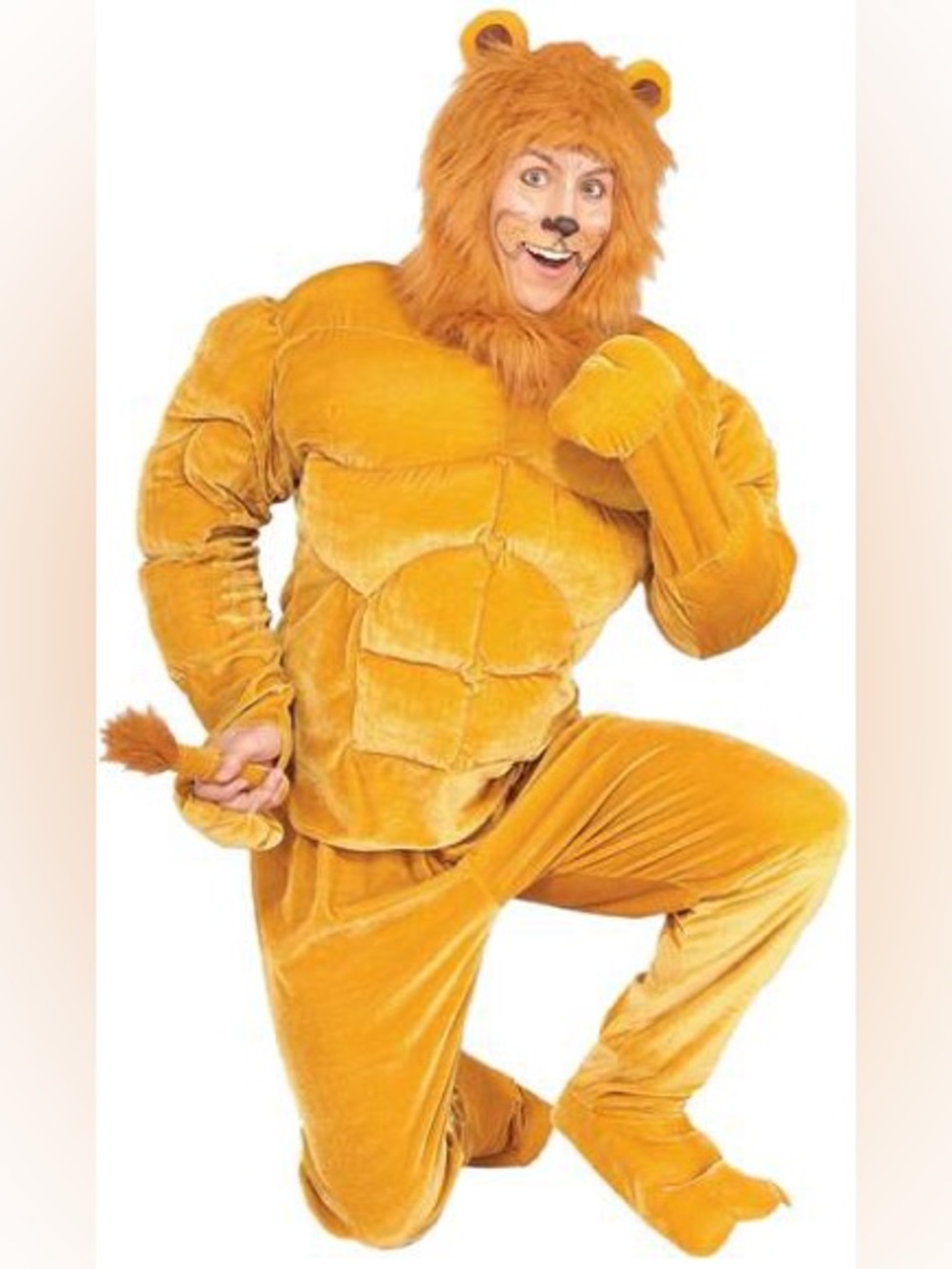 Macho Lion Adult Costume - Plush Lion Outfit in Brown